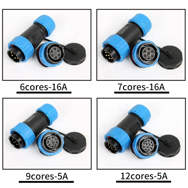 Waterproof Aviation Connectors 2/3/4/5/6/7/9/12pins SP21 IP68 Waterproof Docking Aviation plug connector