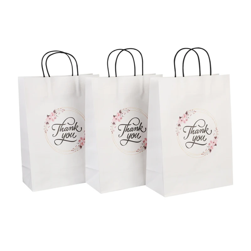 Custom Thank You Shopping Paper Bag For Clothing/gift/food/packaging