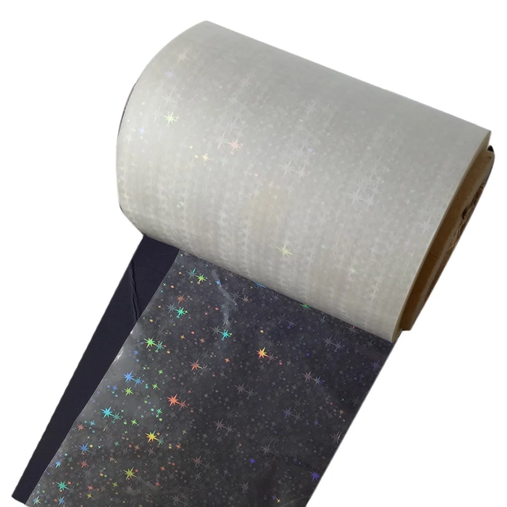 star dots ice cracked mosaic transparent holographic film thermal hologram laminating film for printed paper