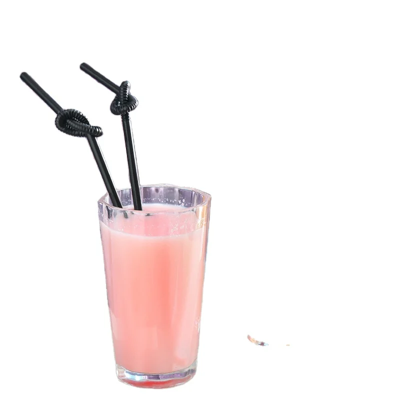 Atops  Eco Friendly Environmental Protection Black Water New Fashion 2023 Drink Wrapped Black Straws