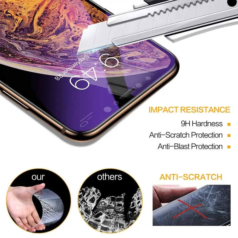 
SmartDevil 2 pack in 1 box Anti-Blue Light Screen Protector for iPhone x/xs tempered glass anti blue light full glass 