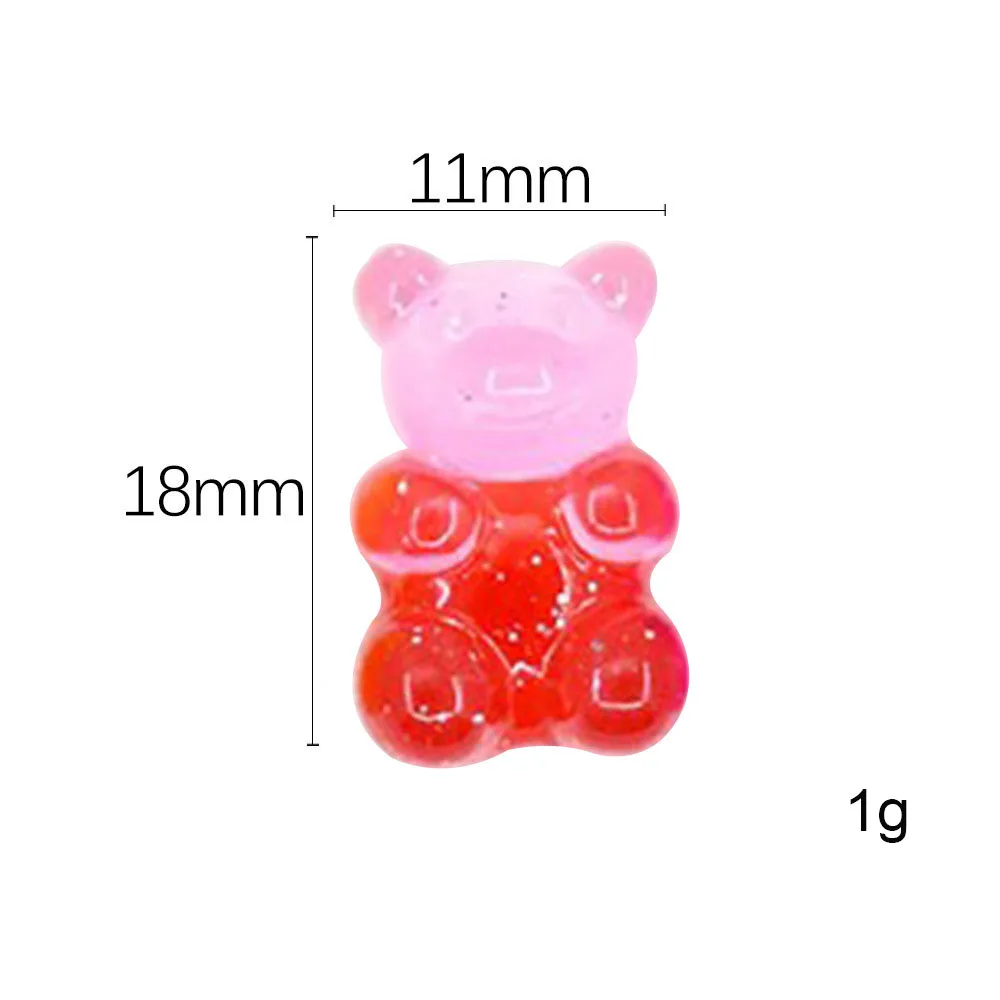 Cute Mini Candy Resin Gradient Bear Gummy Candy Resin Charms For Slime Filler Doll Craft Phone Case Hairclip Keychain
