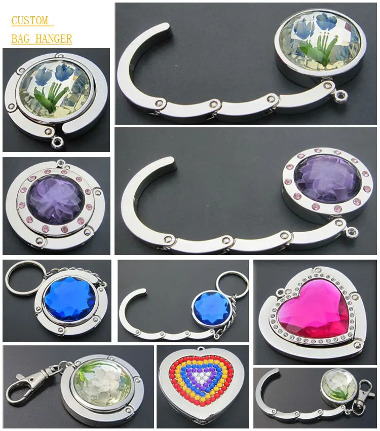 Custom Creative Table Top Folding Purse Hook Handbag Holder Accessories Bag Hanger Plate Type