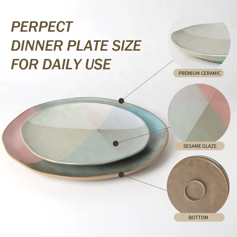 new -arrival novelty hand painted round shallow tableware moroccan plate colorful ceramic plates for restaurant