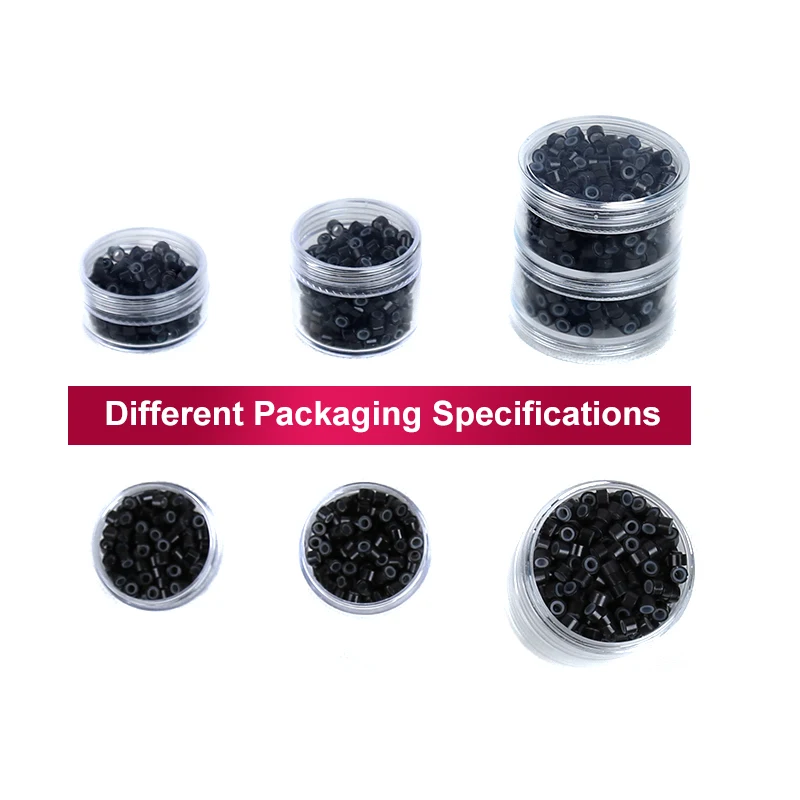 1000pcs/bottle Silicone Lined Micro Ring Beads for Hair Extensions Microlinks Hair Accessories Rings Salon Tools