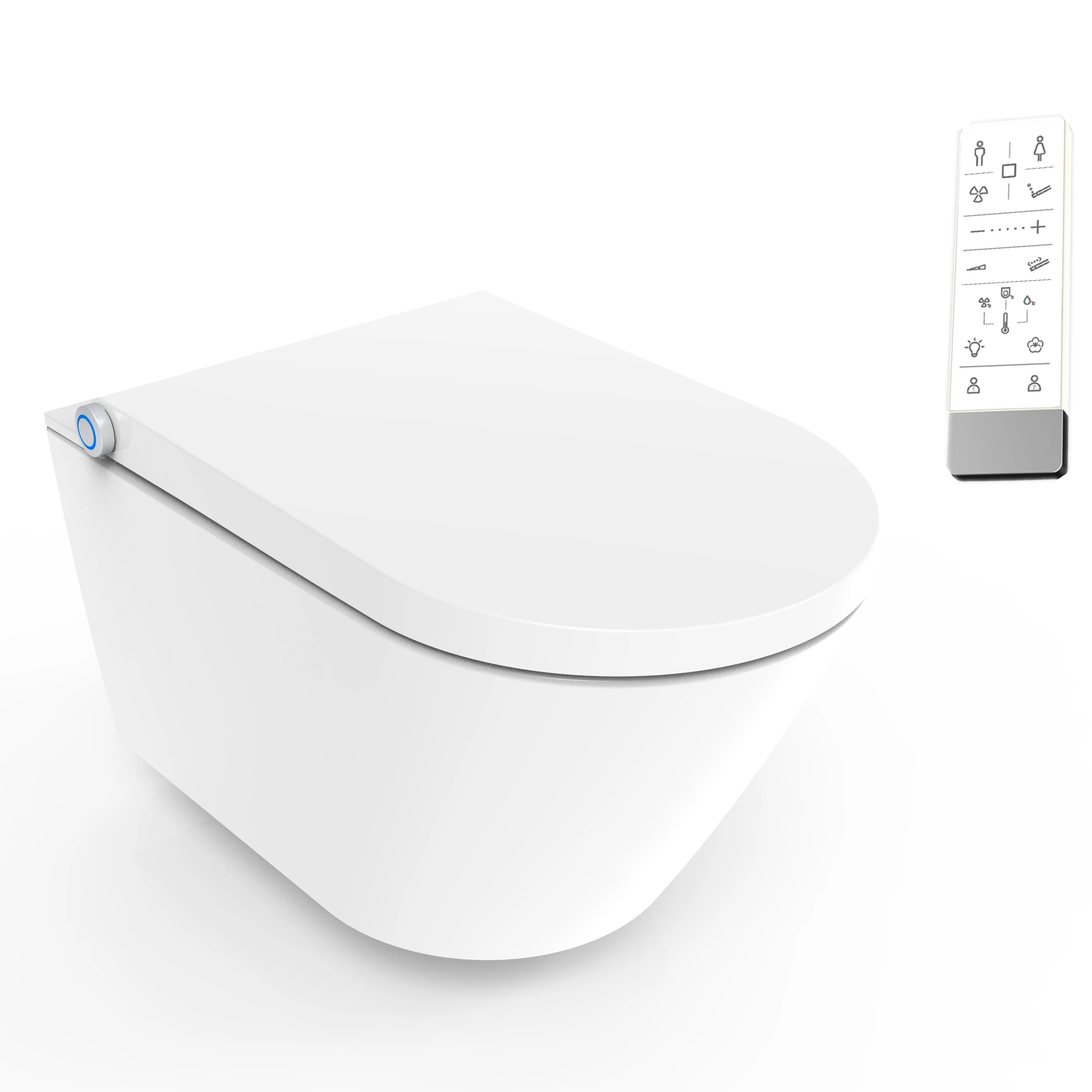 Warm Heating Toilet Seat Cover One Piece Ceramic Wall Hung WC Toilet Bathroom All-Function Smart Bidet