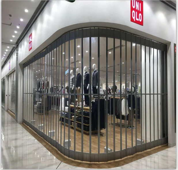 custom High-end brand cosmetics store door beautiful transparent pvc crystal aluminum alloy reinforced material folding door