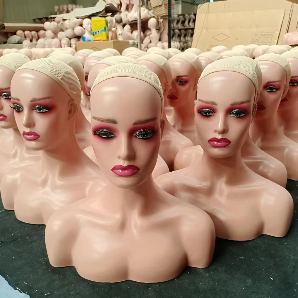 Female Training Mannequin Head Stand Holder Display Manikin Head Bust for Wigs Accessories