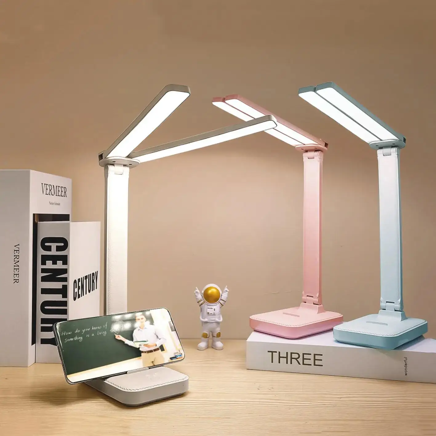 3 Levels Dimmable Touch Foldable Eye Protection Bedroom Desk Lamp LED Reading Light Touch Sensor Usb Rechargeable Table Lamp