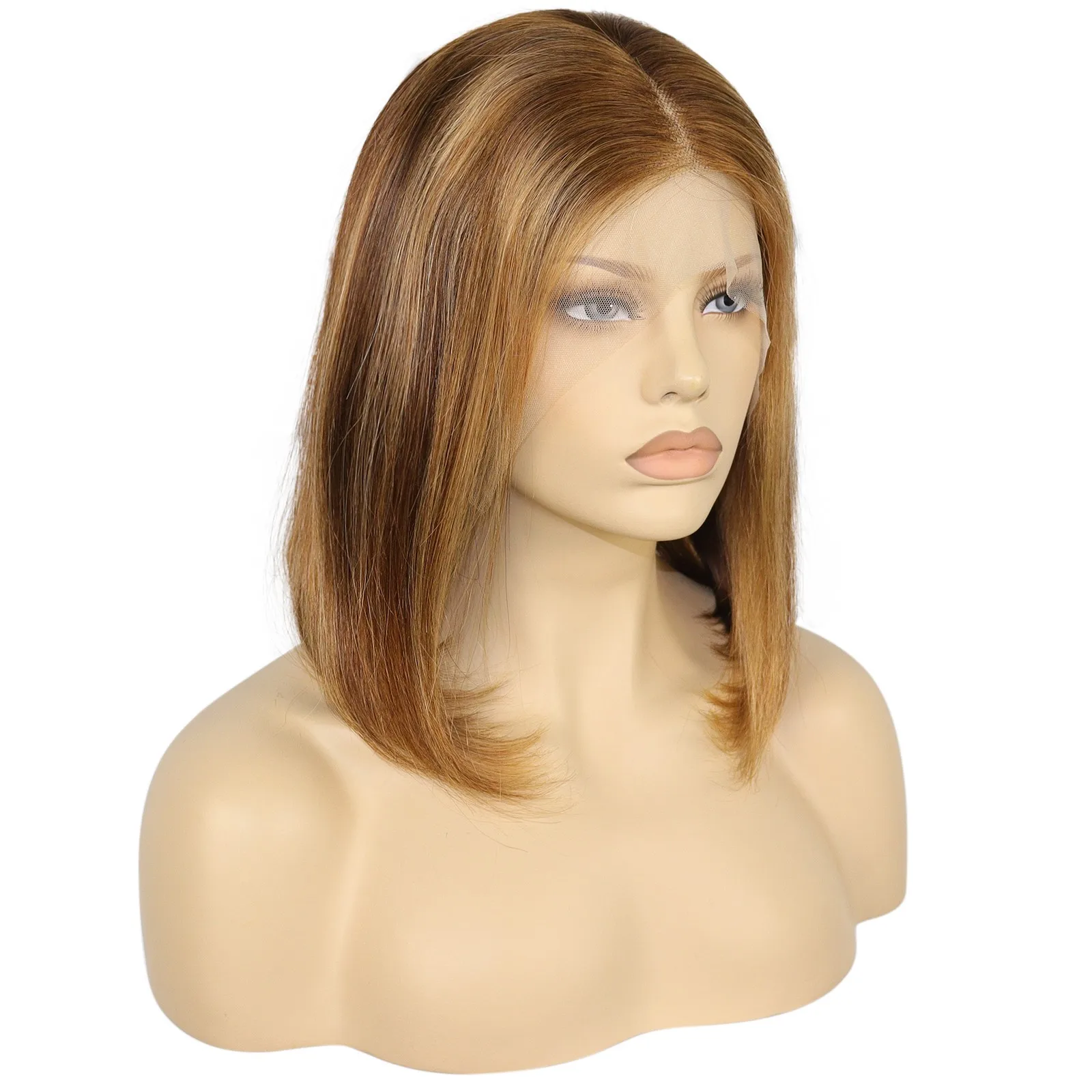 Human Hair Lace Front 13x4 Wigs Bob 14 Inch 150 Density Brazilian Virgin Human Hair Short Bob Wigs Straight Hair Natural Color