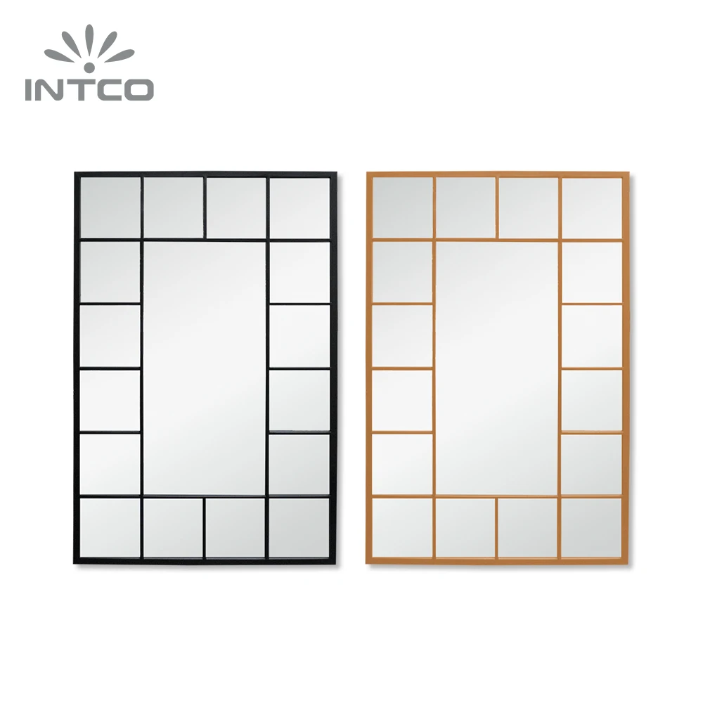 INTCO New Arrival Fashion Luxury Hallway Antique Framed Makeup Dressing Decorative Window Pane Mirrors