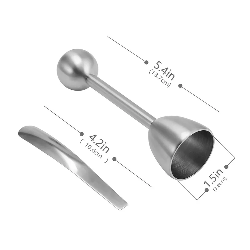 1 Egg Cutter Topper +1 Egg Spoon Set, 18/8 Stainless Steel Egg Cracker Tool