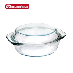 Large clear cookware pot / borosilicate glass oven safe glass casserole cooking pot with lid for soup