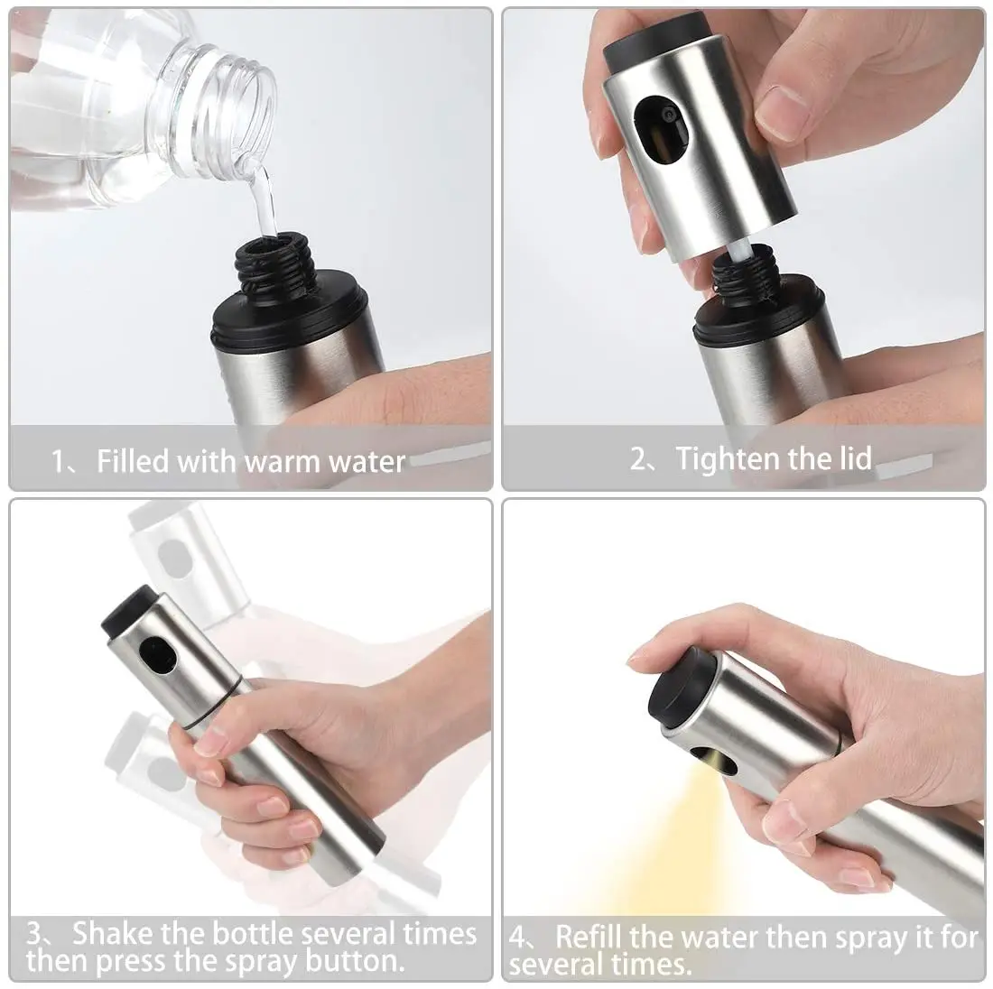 Stainless Steel Olive Oil Sprayer Versatile Oil Bottle For Kitchen Cooking BBQ Grilling And Roasting