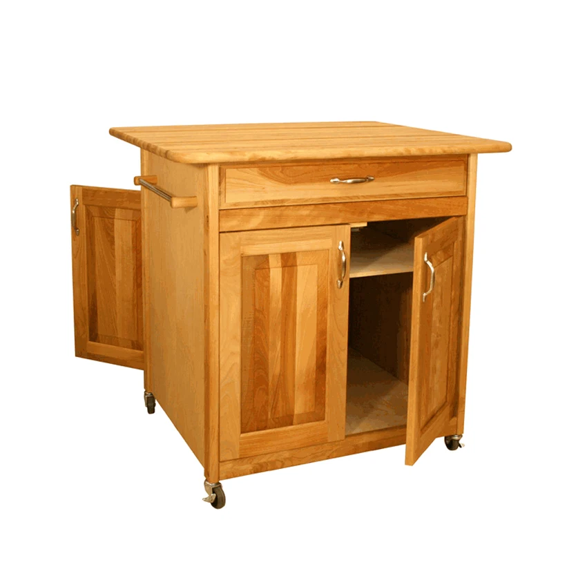 French Modern Portable Kitchen Small Cabinet Island Table With Storage And Rack