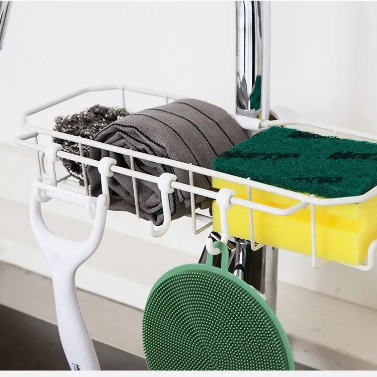 Adjustable Sink Drain Rack Sponge Storage Faucet Holder Soap Drainer Shelf Basket Organizer Kitchen Bathroom Accessories