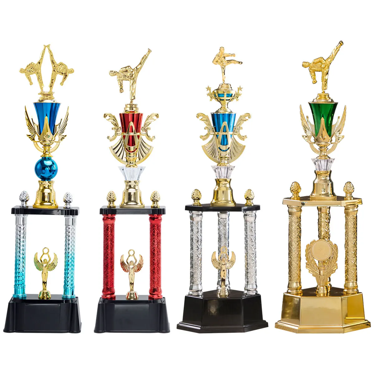 Индивидуальные дешевые трофеи по тхэквондо каратэ боевым искусствам двухуровневый пластиковый трофей со сменной высшей наградой для победителей чемпионов