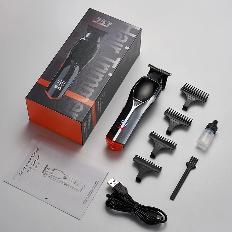 4D 989 Fashion Black Oil Hair Trimmer  Machine Hair Cutter Machine For Men Trimmer Professional Rechargeable Hair Trimmer
