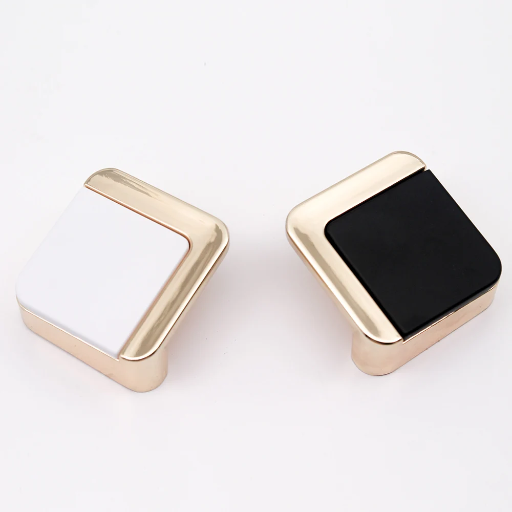 Custom cabinet handle rose gold square tube furniture drawer handle black pull cabinet knob