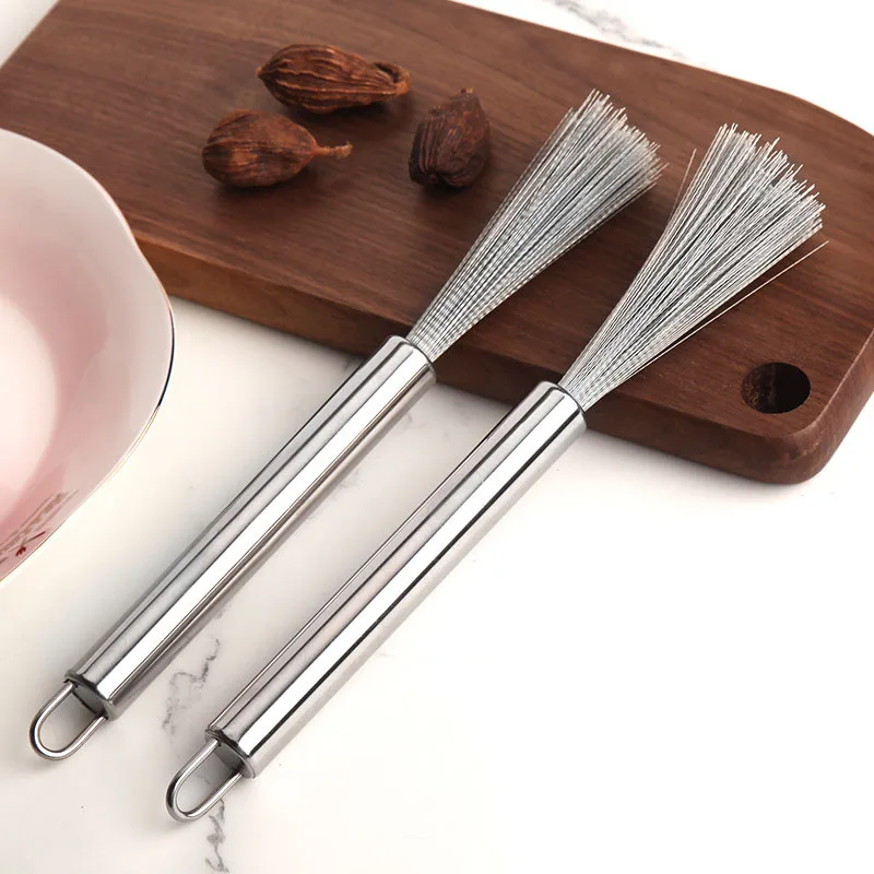 Best Selling Stainless Steel Pot Brush Long Handle Household Kitchen Cleaning Brush for Dishes Pots Pans Woks