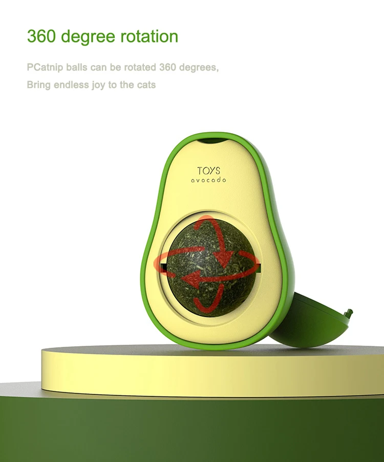 Hot Sale New Rotating Eco Friendly Cat Licking Interactive Avocado Catnip Ball Treat Pet Toys