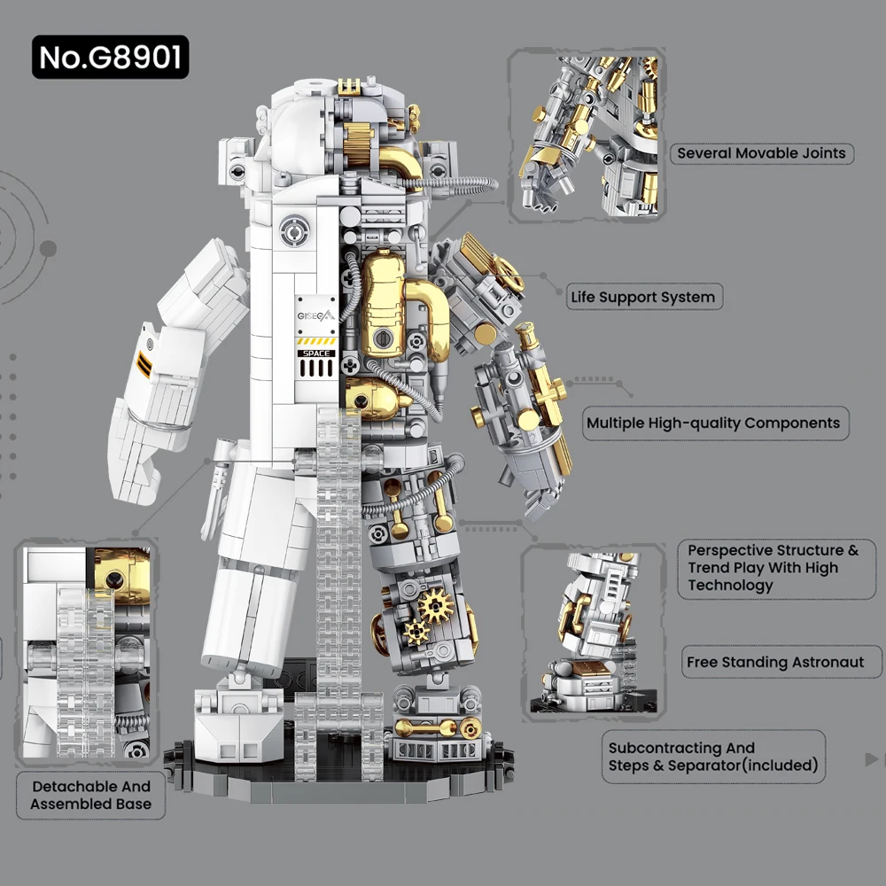 Space-Themed Educational Plastic Stem Toy Assembled Astronaut Decoration Model Children Boys Chinese Building Blocks Set Gift