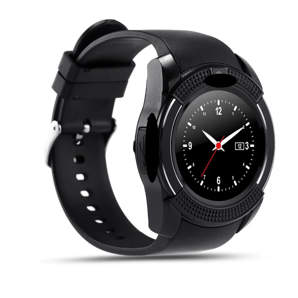 OEM V8 smart watch battery hand watch price with sim card camera mobile information reminder GPS tracker kids mobile watch