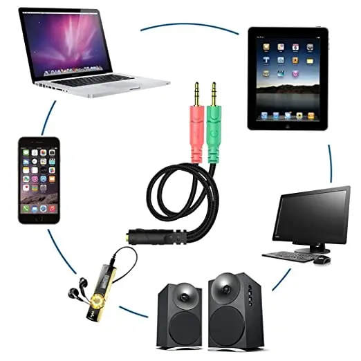 Oneodio Headphone Splitter Earphone Adapter Audio 3.5mm Female to 2 Male Jack 3.5 Mic Y Splitter Headset to PC Adapter Aux Cable