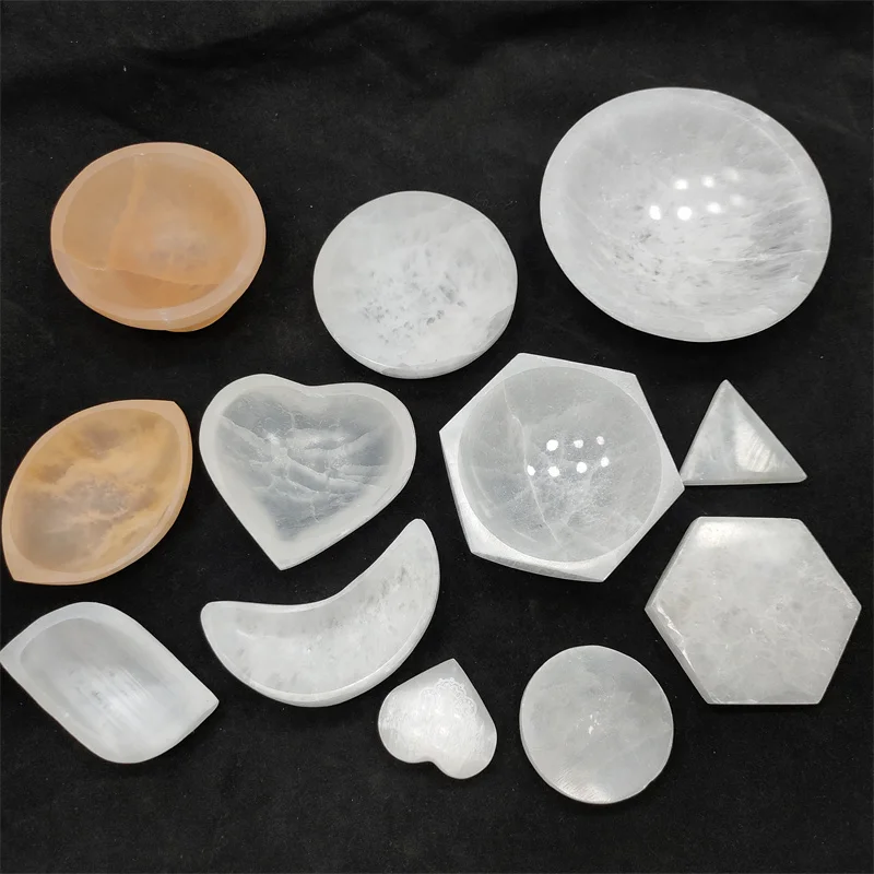 High Quality Natural Crystal Healing Stone Crystal Crafts Selenite Bowl
