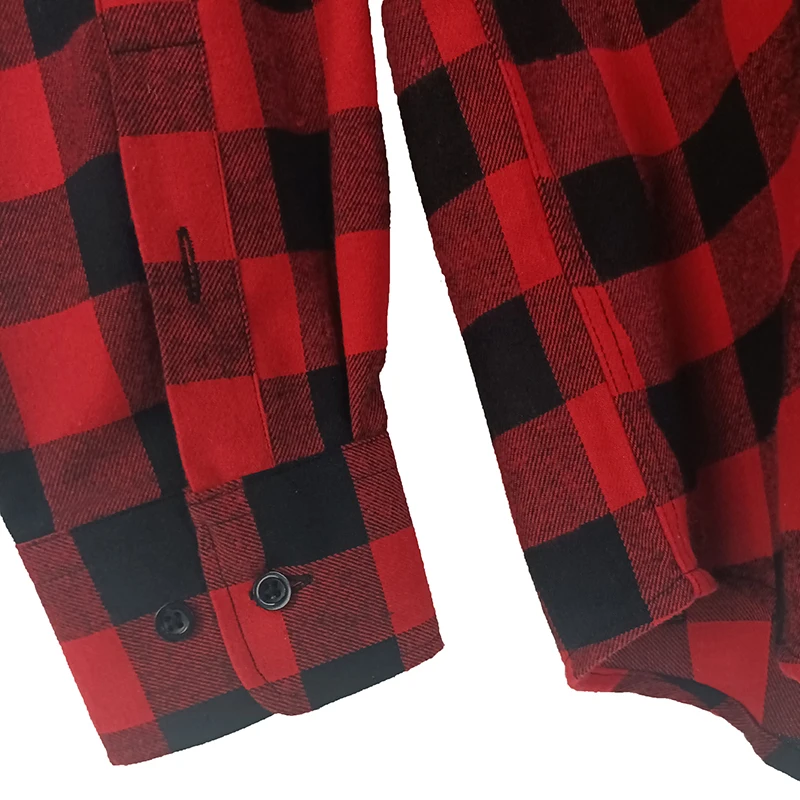 Classic Red Black Plaid Pattern Custom Logo Flannel Casual Fashion Women Western Shirts