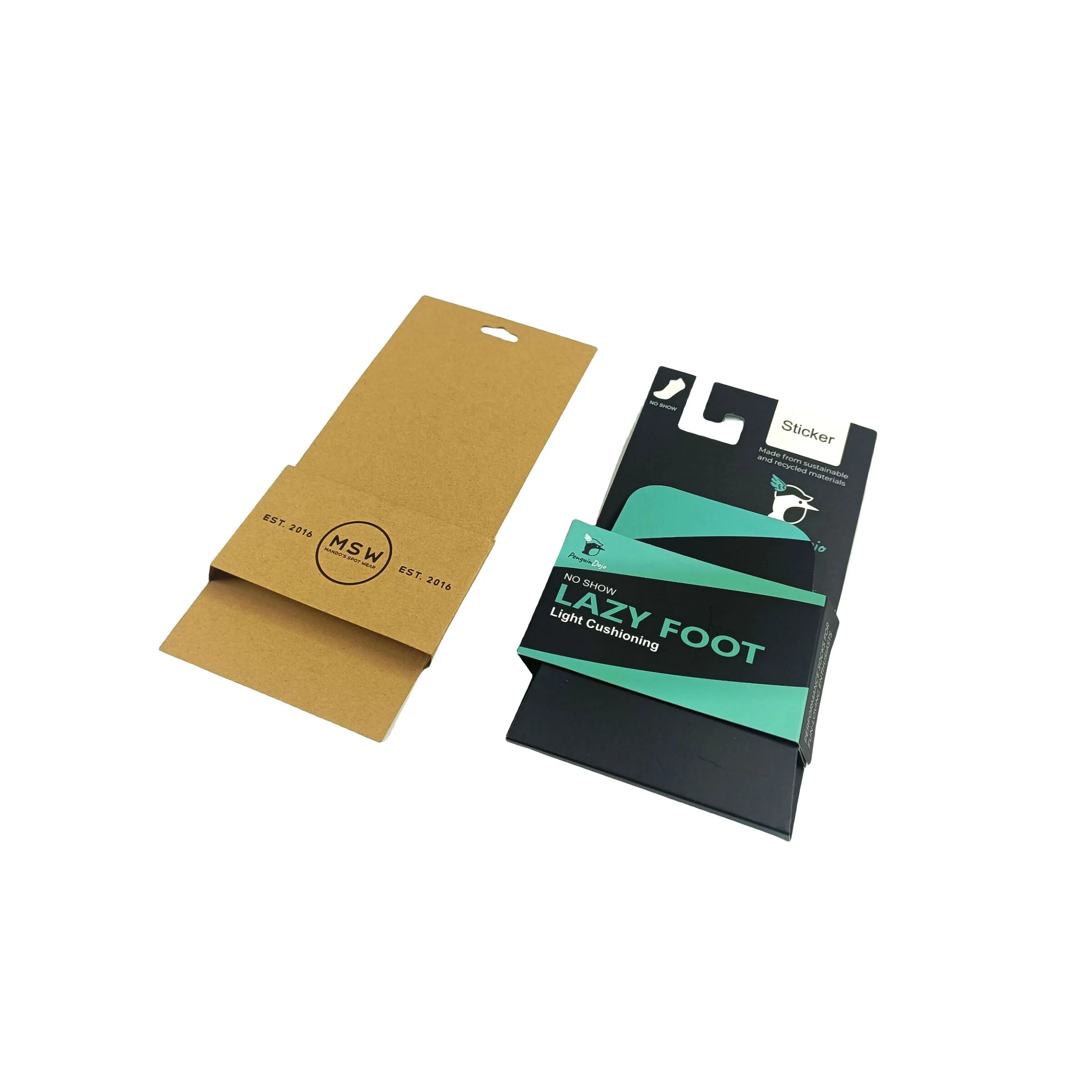 Eco-friendly cheap price retail packaging hang tag folding card band sock packaging