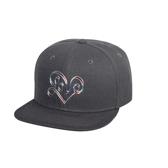 Low crown flat bill hat 3D embroidery snapback baseball cap