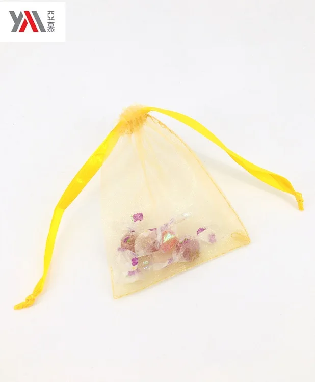Wholesale high quality fashion Organza pouch drawstring bag with customized logo