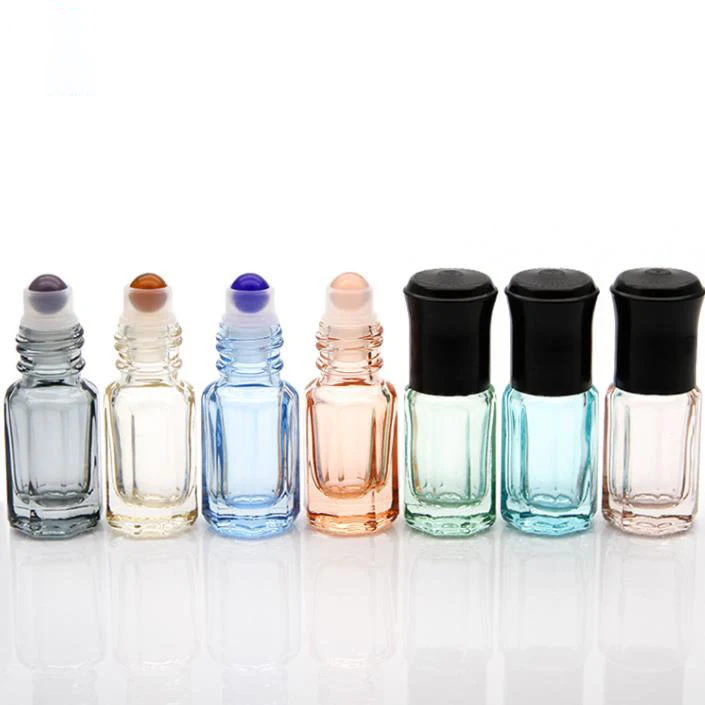 3ml color octagonal ball bearing glass bottle refined oil bottle