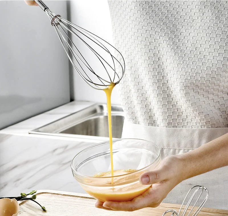 YIGO 4 PCS Stainless Steel Egg Whisk Sauce Whisk Flat Whisk Balloon Egg Beater for Cooking, Baking