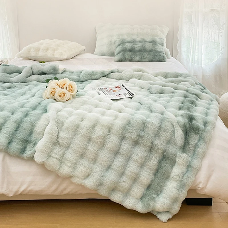 Amity Light Luxury Rabbit Plush Blanket Wholesale Winter Sofas Nap Blankets Thickened Rabbit Plush Blankets