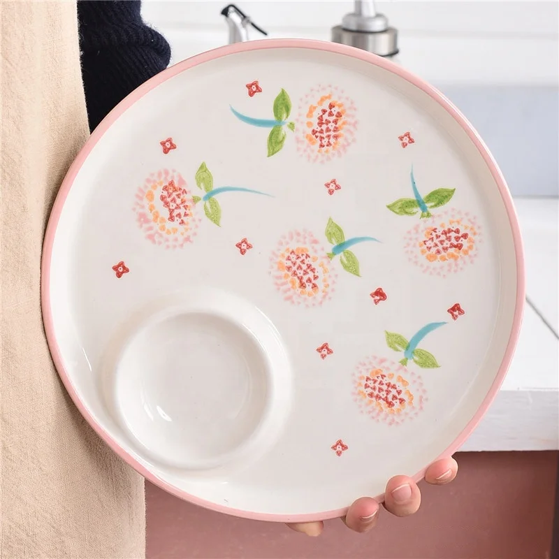 8.8 Inch Porcelain Dishes Ceramic Plate Ceramic Ring Dishes