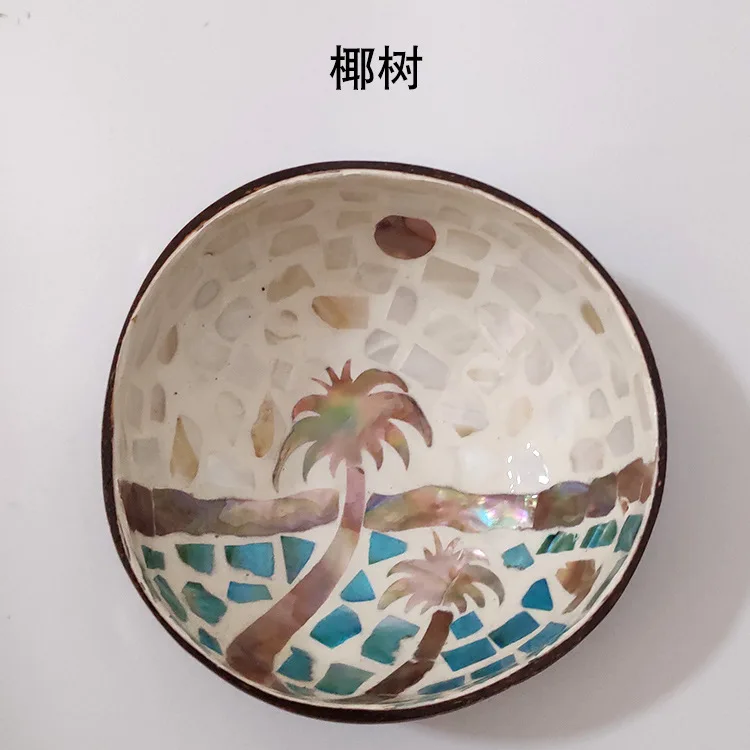 Hand-Carved  mother of pearl coco nut bowl for decora    mother of pearl bowl art coco bowl