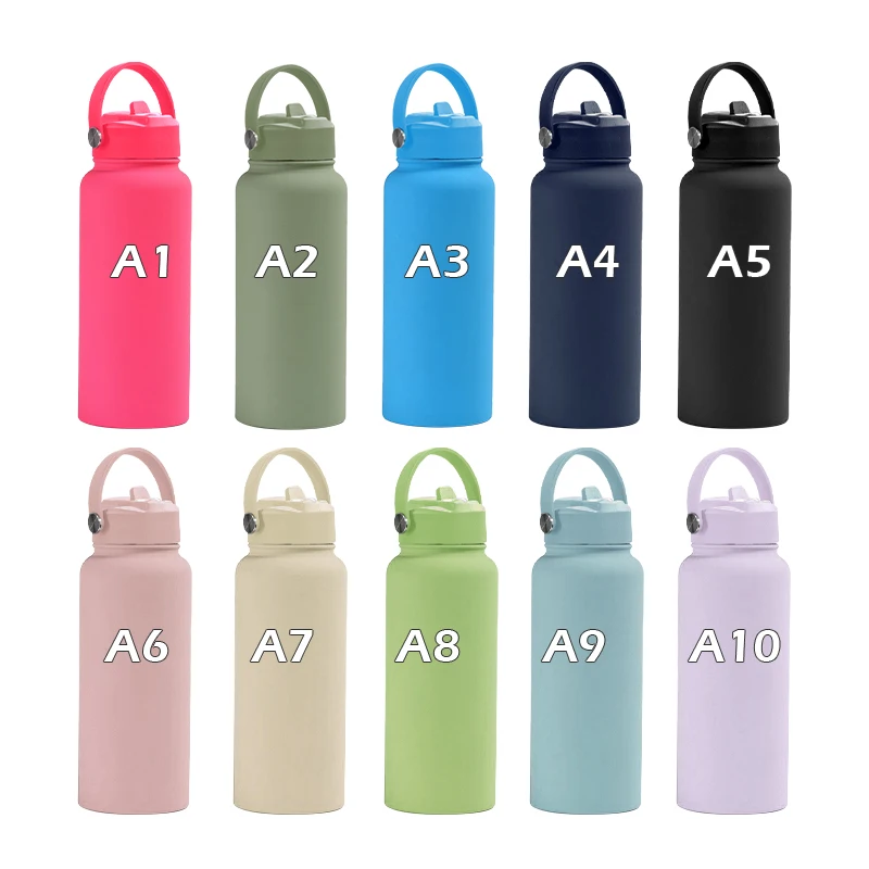 Custom LOGO 32oz soft touch rubber paint sports tumbler 1000ml Insulated vacuum flask stainless steel gym sports water bottle