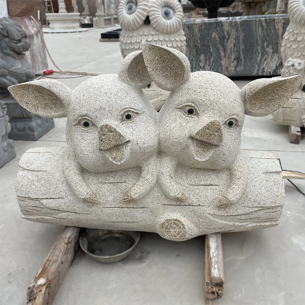 Custom Hand Carved Garden Stone Pig Granite Statue
