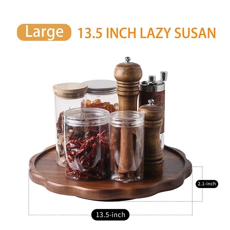Rotating tray seasoning storage tray Amazon cross-border spot Acacia Wood