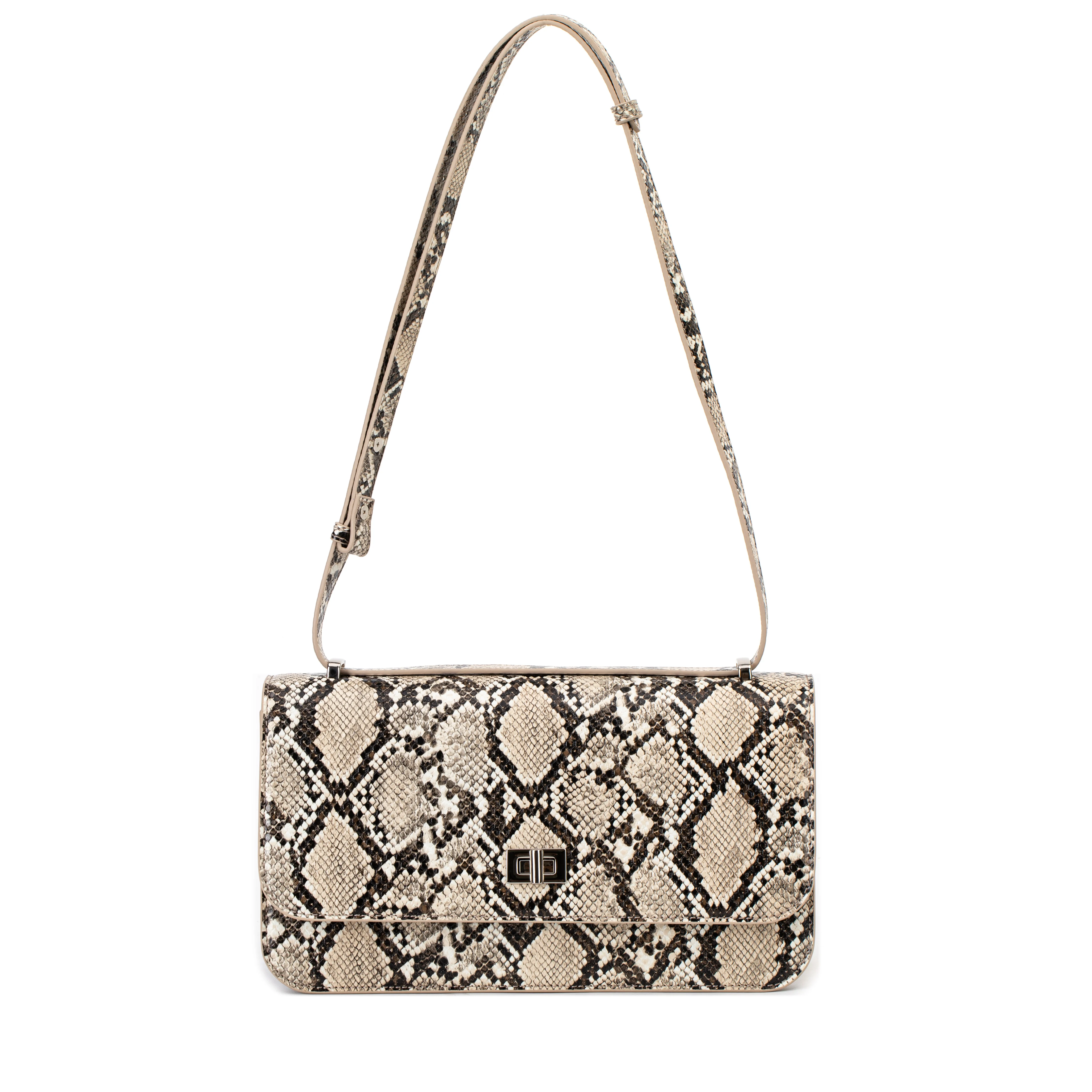 Gionar New Launching Snake Pattern Faux Leather Fashion Double Function Women Leather Shoulder Bag With Custom Logo