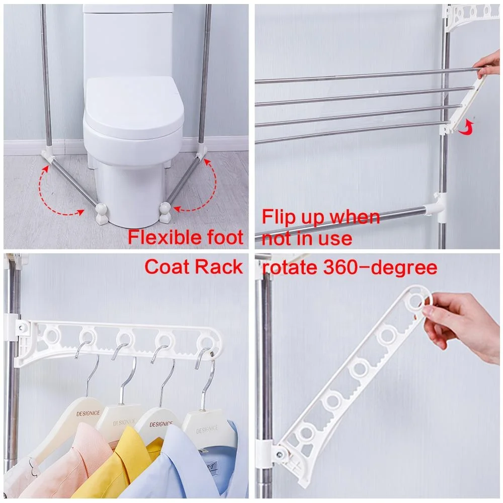 Shanghai Manufacture Metal 2 Layers Sundries Storage Over Toilet Rack Bathroom Organizer Washroom Rack Space Saver