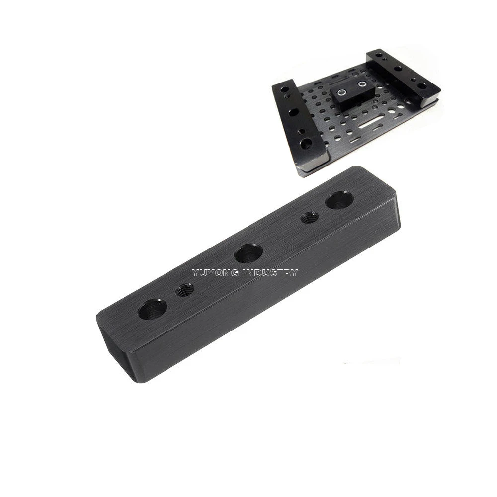 black anodized aluminum alloy spacer block for cnc machine part v-slot gantry plate