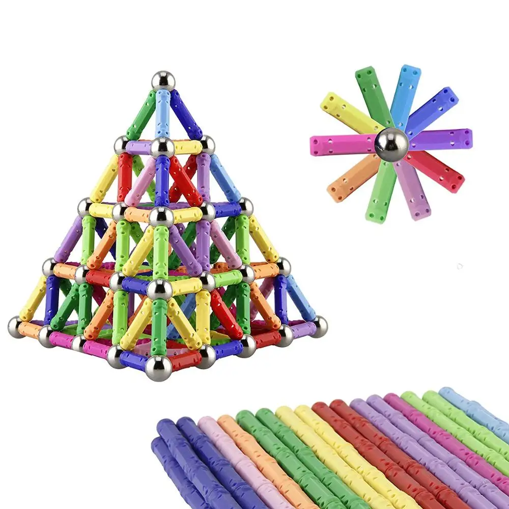 130 Pieces - Magnetic Building Sticks Building Blocks Set, Magnet Educational Toys Magnetic Blocks Sticks Stacking Toys Set