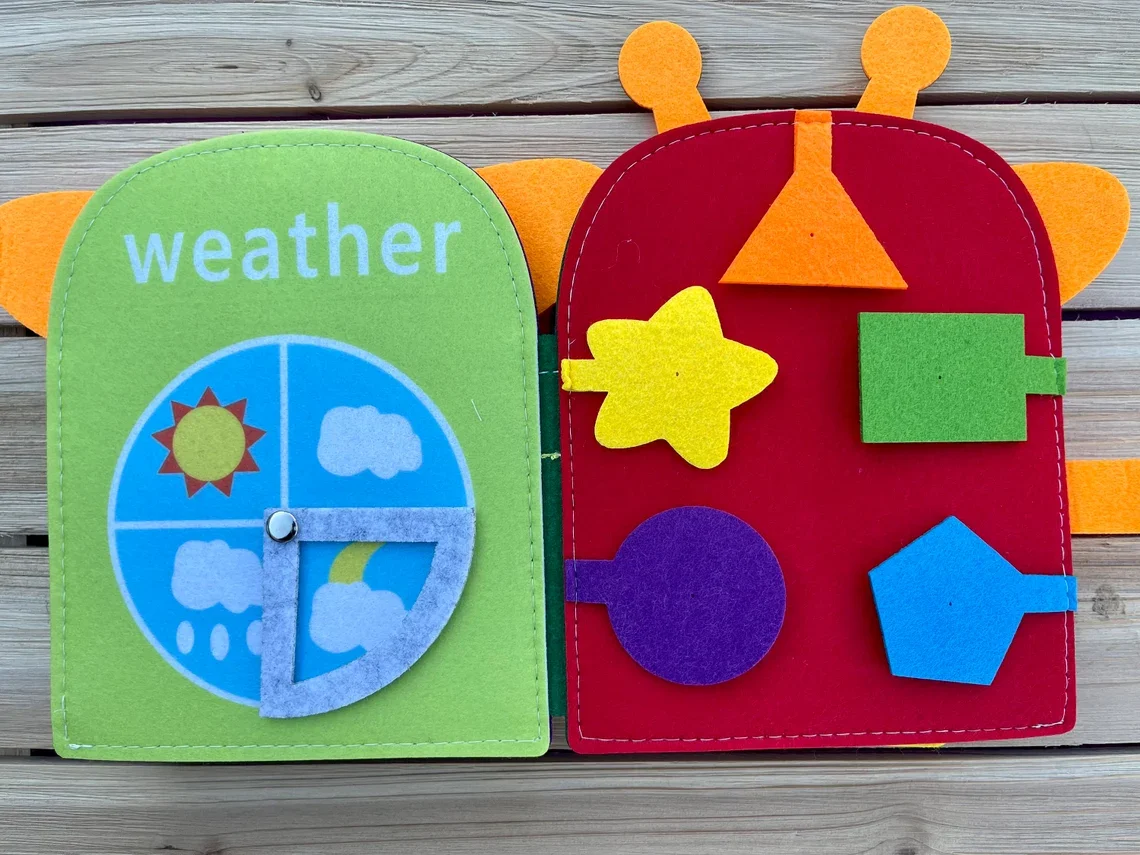 Children Quiet felt busy book Montessori learning book for babies toddlers and younger kids for sensory and creative play