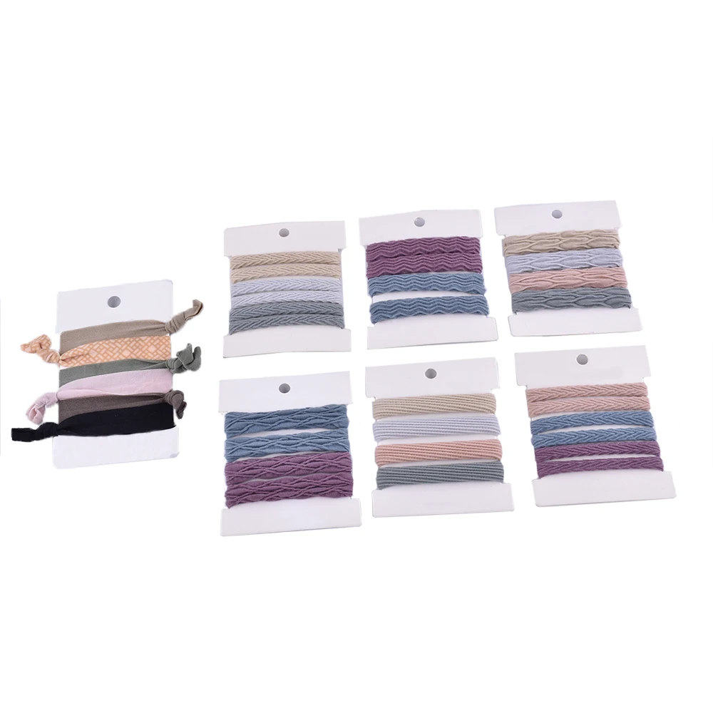 Wholesale 6pcs Custom Ribbon Hair Ties No Crease Fold Over Elastics Hair Band Bracelet Ponytail Holder