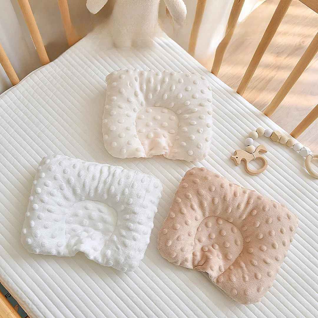 Baby Pillow for Sleeping Soothing Raised Dots Velvet Fabric Solid Color-L Soft Flat Thin Toddler Pillow