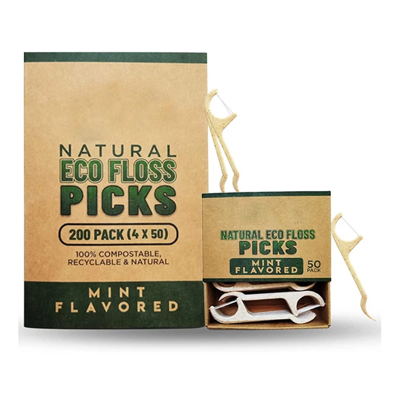 HEYAMO Free Sample Other Teeth Whitening Accessories Dental Floss Picks Biodegradable Bamboo Tube Packaging Corn Dental Flosser