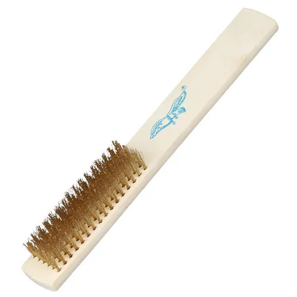 wood handle brass wire brush with wooden handle